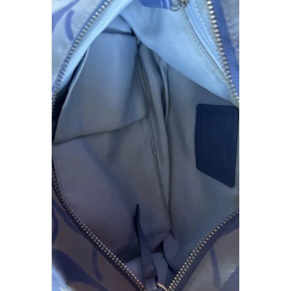 Vintage Coach Blue Carly Women’s Handbag Purse Bag Signature Print Canvas F15068 - Picture 14 of 16